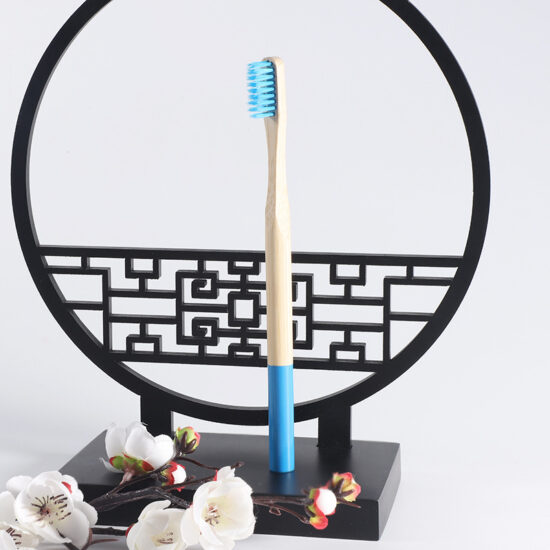 Natural Bamboo Disposable Toothbrush with Soft Bamboo Charcoal Bristles and Round Handle for Hotels and Guesthouses