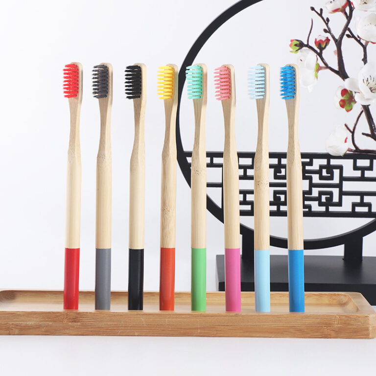 Natural Bamboo Disposable Toothbrush with Soft Bamboo Charcoal Bristles and Round Handle for Hotels and Guesthouses