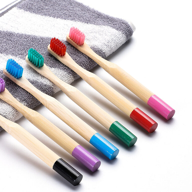 Biodegradable Bamboo Toothbrush for Kids with Painted Handle and Charcoal Bristles