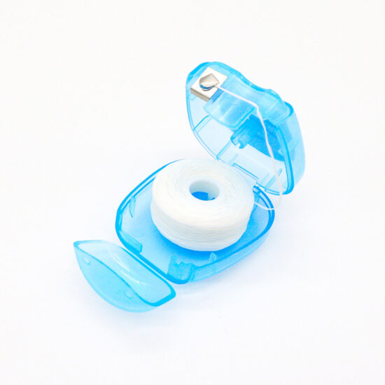 100pcs disposable high-elastic dental floss picks in a portable round container

