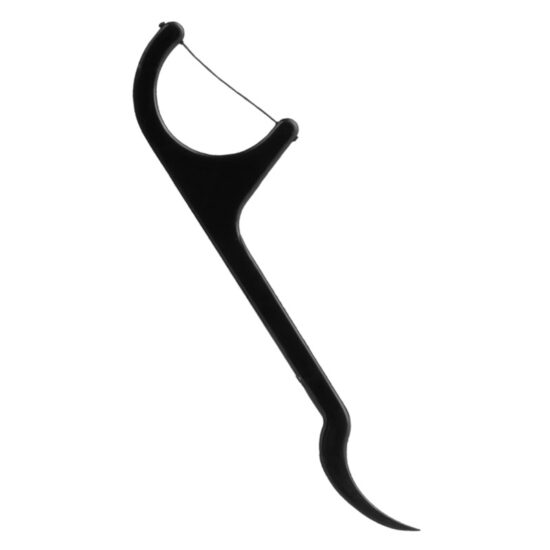 Curved bamboo charcoal dental floss picks for effective interdental cleaning, disposable and boxed for family use