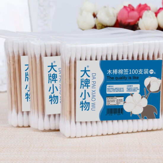100pcs double-headed bamboo cotton swabs for ear cleaning and makeup