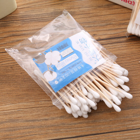 100pcs double-headed bamboo cotton swabs for ear cleaning and makeup