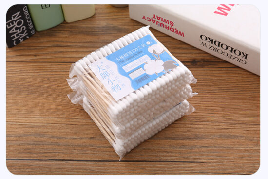 100pcs double-headed bamboo cotton swabs for ear cleaning and makeup