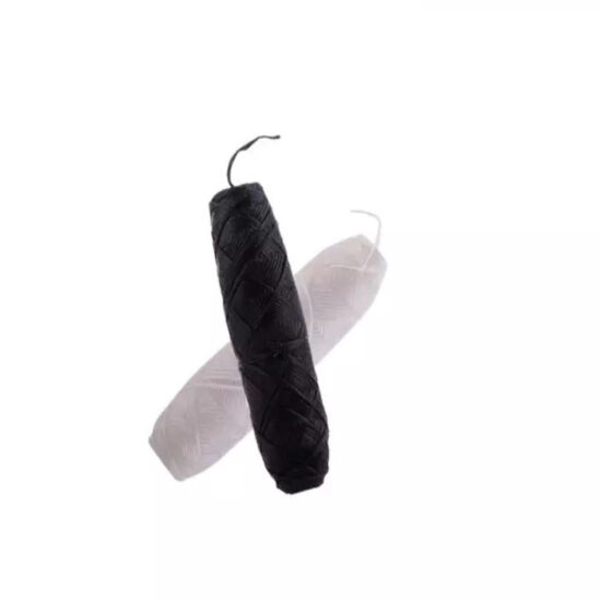 Mint-flavored charcoal and corn fiber dental floss in glass bottle with kraft box