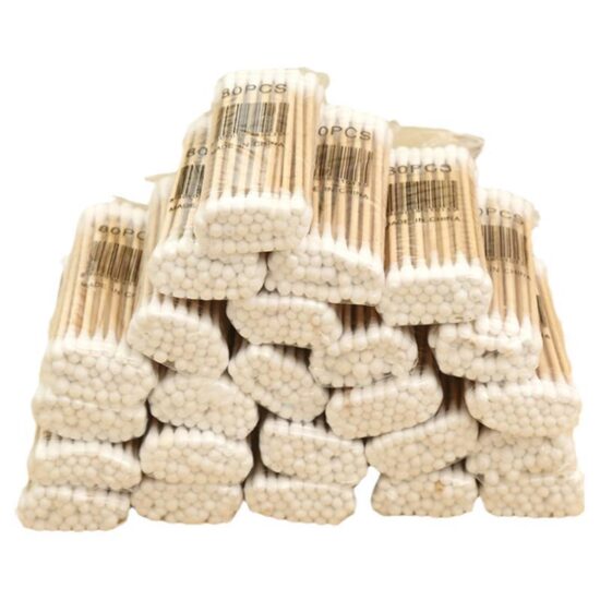 30pcs Disposable Double-Ended Cotton Swabs – Wooden Sticks for Ear Cleaning, Makeup Removal & Hygiene Use