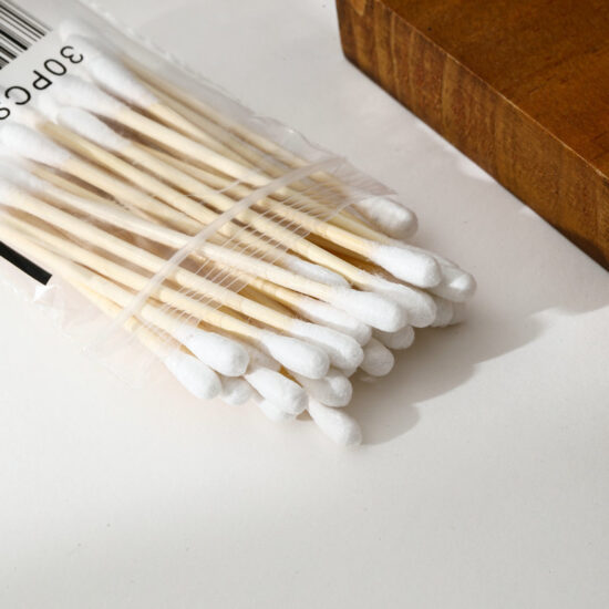 30pcs round-tip bamboo cotton swabs for makeup removal and hygiene use

