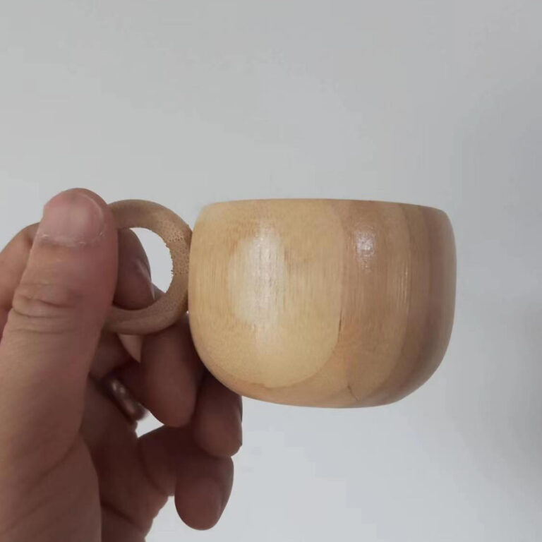 Bamboo cup with handle for water and wine – eco-friendly reusable bamboo drinkware