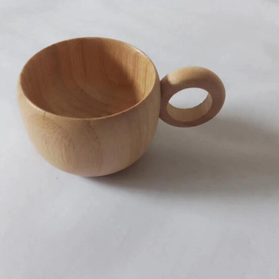 Bamboo cup with handle for water and wine – eco-friendly reusable bamboo drinkware