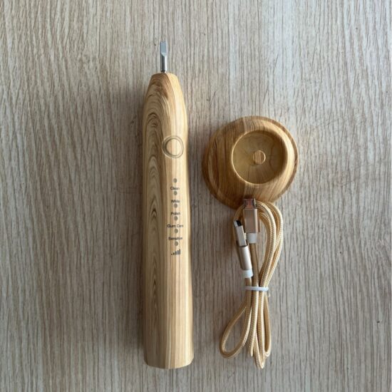 Eco bamboo electric toothbrush with sonic vibration and smart timer