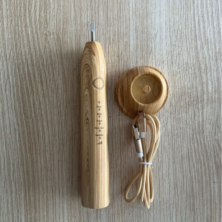 Eco bamboo electric toothbrush with sonic vibration and smart timer