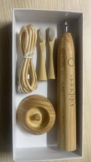 Eco bamboo electric toothbrush with sonic vibration and smart timer