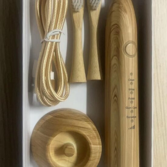 Eco bamboo electric toothbrush with sonic vibration and smart timer