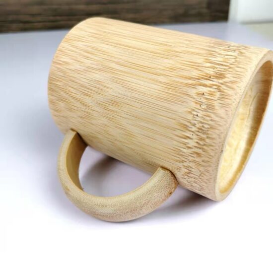 Carbonized bamboo handle mug cup with natural bamboo knot design for beer and wine