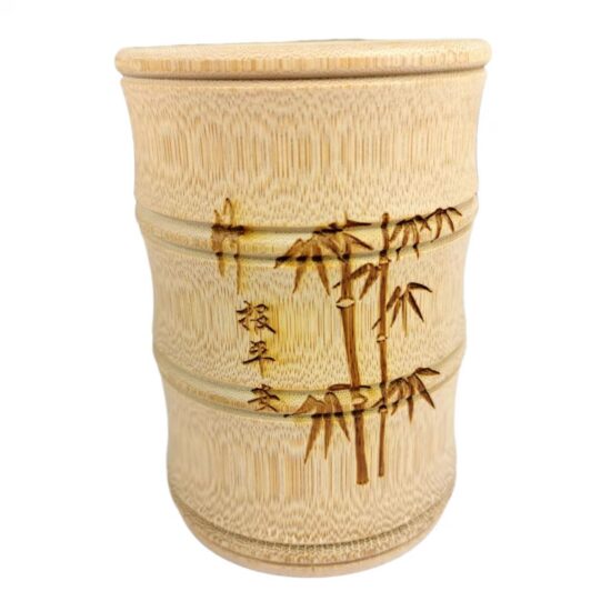 Carbonized bamboo handle mug cup with natural bamboo knot design for beer and wine