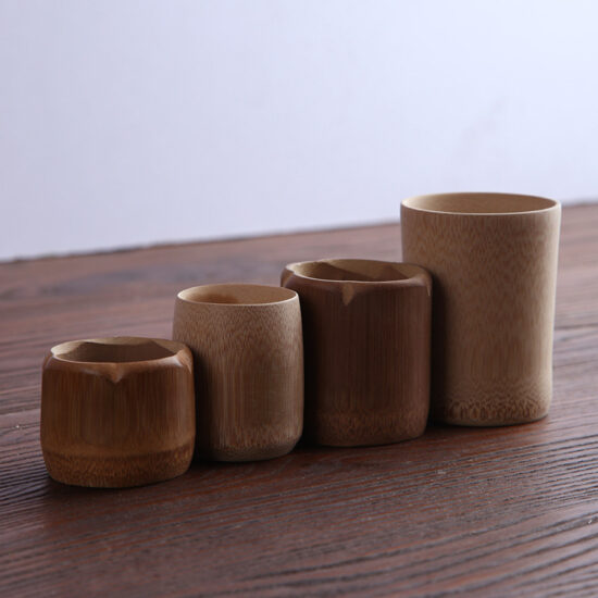 Small carbonized bamboo tea cup for wine, tea, or traditional use