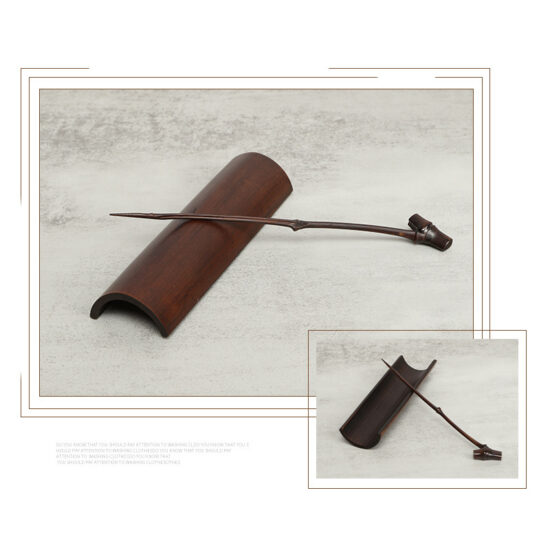 Chinese bamboo tea canister and scoop set for traditional tea ceremony