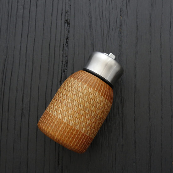 Bamboo thermos cup with retro woven design for tea and hot water