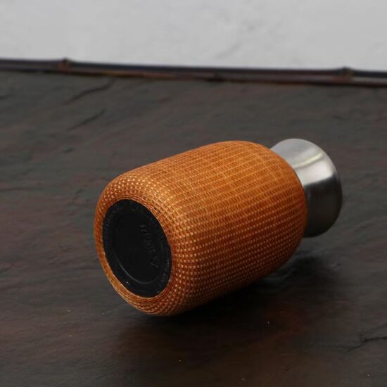 Bamboo thermos cup with retro woven design for tea and hot water