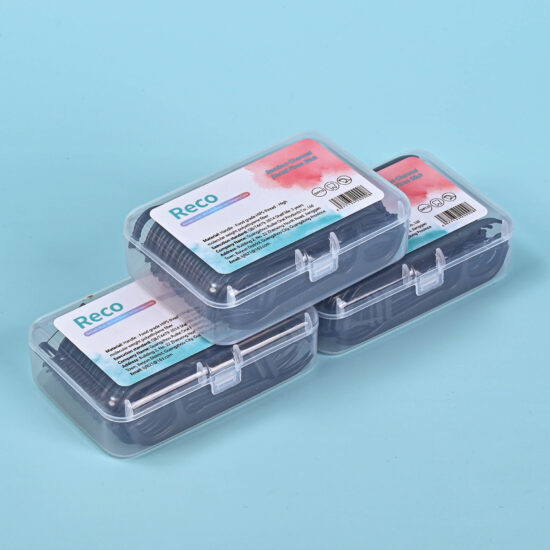 Bamboo charcoal floss picks for oral hygiene in plastic box packaging