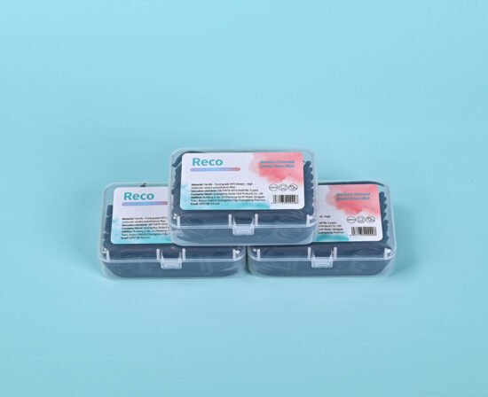 Bamboo charcoal floss picks for oral hygiene in plastic box packaging