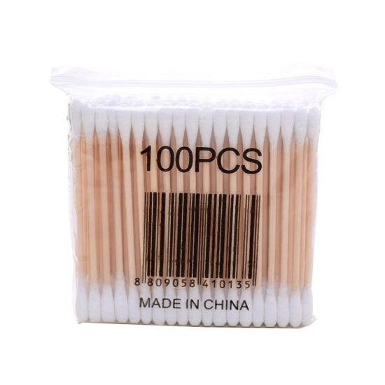 Double-ended disposable cotton swabs with bamboo sticks for makeup and hygiene