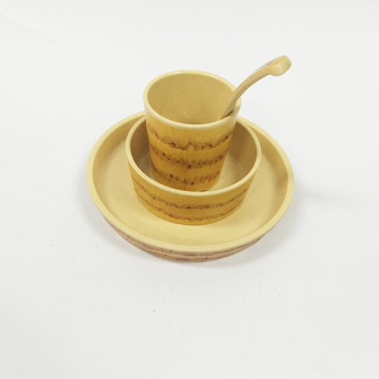 A5 melamine food-grade cup set with bamboo root base, customizable design
