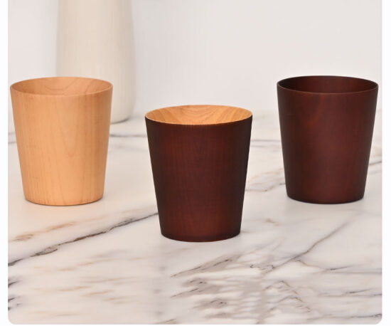 Natural wooden tea cup with round body, eco-friendly handcrafted mug