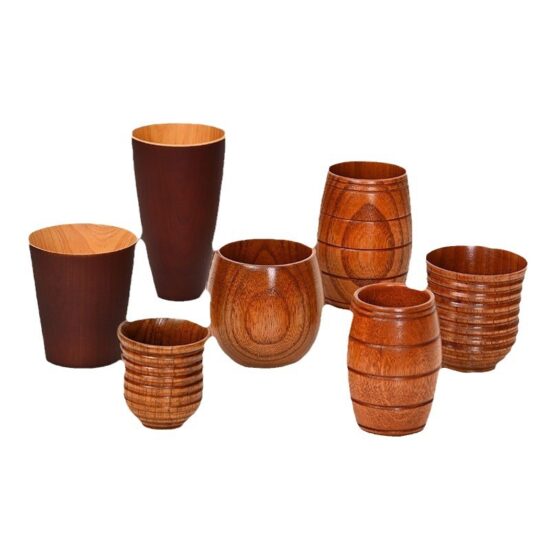 Natural wooden tea cup with round body, eco-friendly handcrafted mug