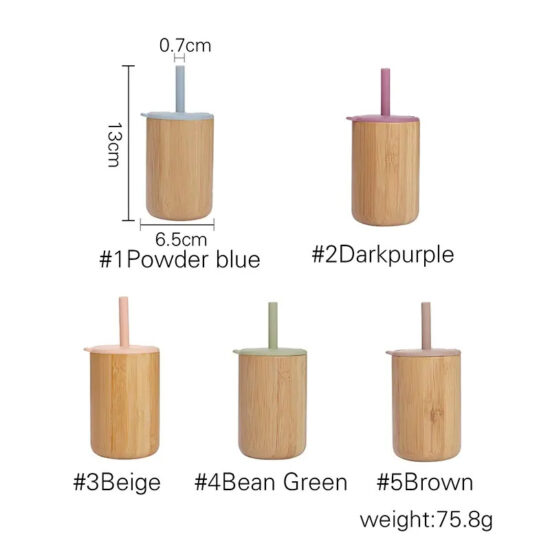 Bamboo baby cup with silicone lid for toddlers and kids