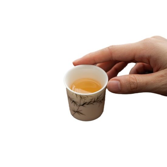 Hand-painted bamboo porcelain tea cup for Chinese Kung Fu tea