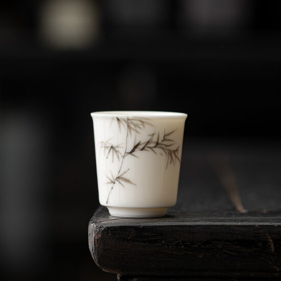 Hand-painted bamboo porcelain tea cup for Chinese Kung Fu tea