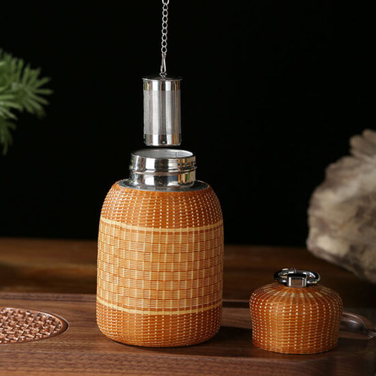 Handmade bamboo travel mug with stainless steel liner and thermal insulation