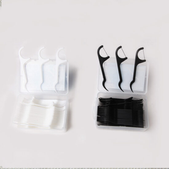 Individually Wrapped Charcoal Dental Floss Picks – Mint Flavor, 50pcs Premium Box