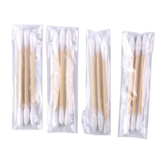 Travel-size individually wrapped cotton swabs for hotel and spa use