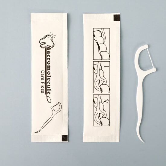 Individually Wrapped Disposable Dental Floss Picks with Glossy Copperplate Paper Packaging