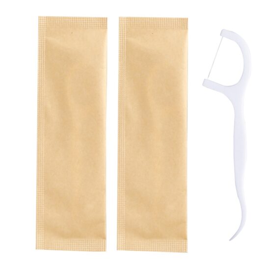 Individually Wrapped Disposable Dental Floss Picks with Glossy Copperplate Paper Packaging