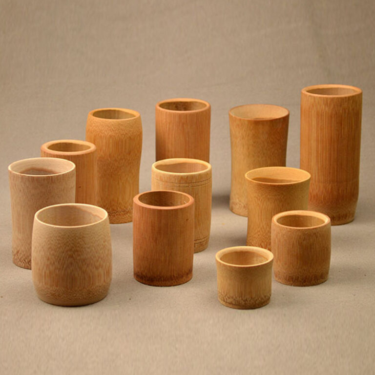 Polished engraved bamboo cup for tea or pen holder – eco-friendly bamboo crafts