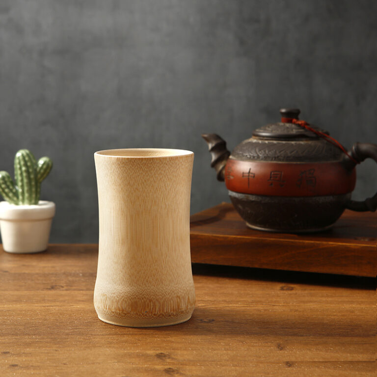 Japanese-style carbonized bamboo cup for tea, sake, wine, and beer
