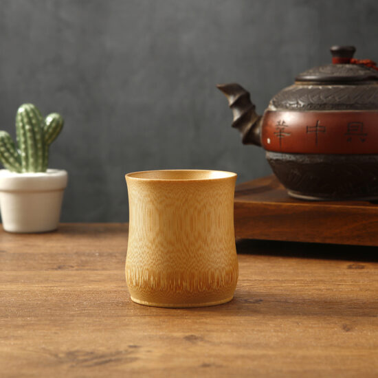 Japanese-style carbonized bamboo cup for tea, sake, wine, and beer

