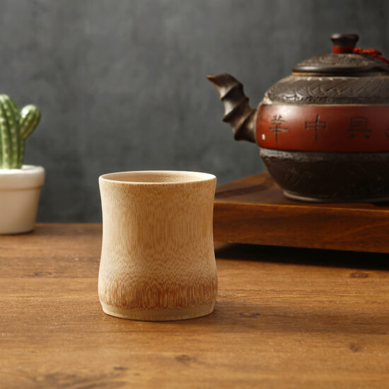 Japanese-style carbonized bamboo cup for tea, sake, wine, and beer

