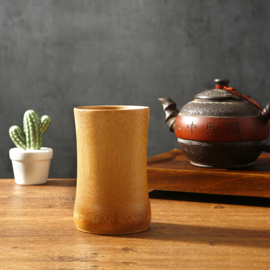 Japanese-style carbonized bamboo cup for tea, sake, wine, and beer

