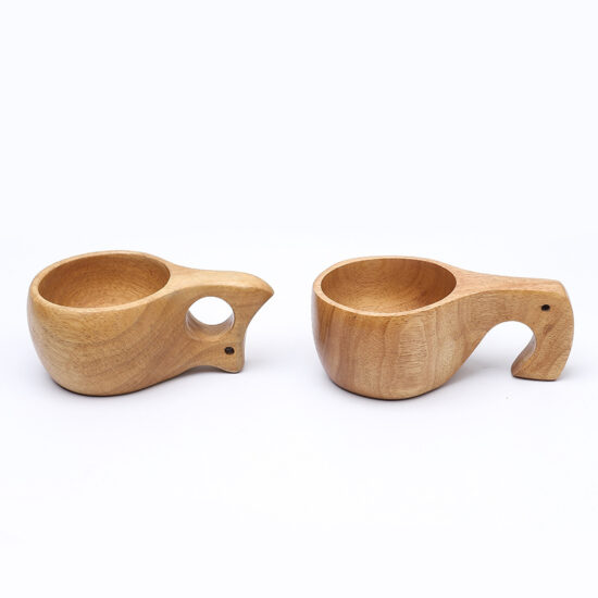  Japanese-style large wooden milk and tea cup with engraved logo option