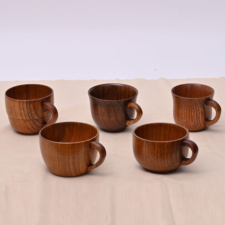 Large round wooden cup for tea, coffee, or water – handcrafted natural mug