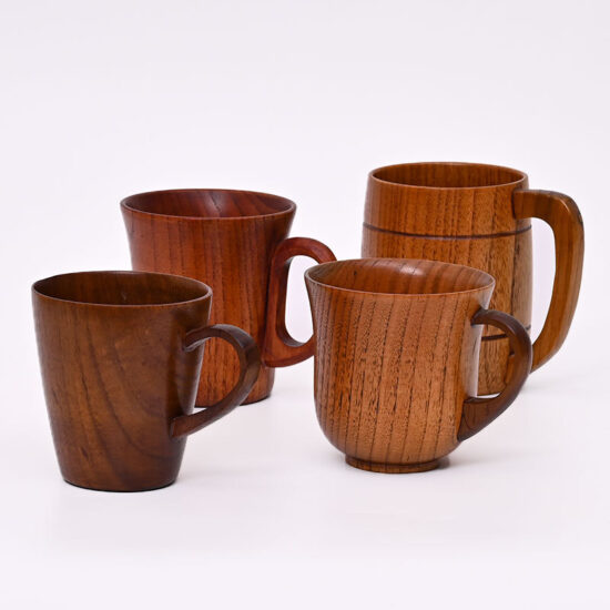 Large round wooden cup for tea, coffee, or water – handcrafted natural mug