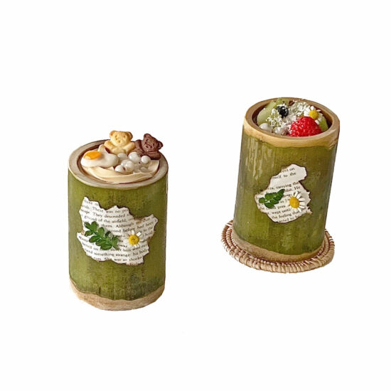 Natural bamboo cup for milk tea, coffee, dessert or ice cream use