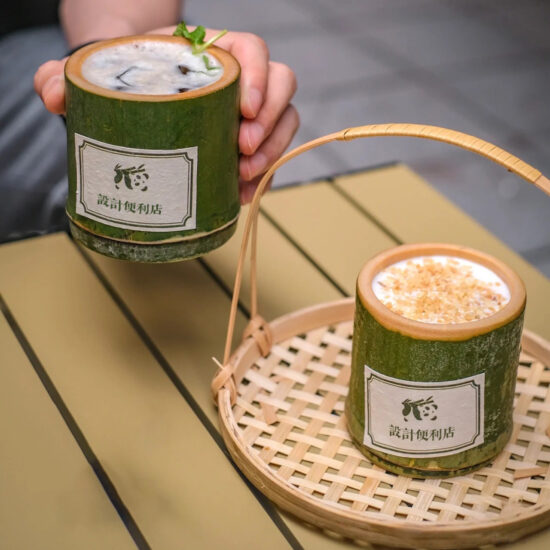 Natural bamboo cup for milk tea, coffee, dessert or ice cream use