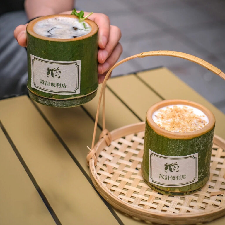 Natural bamboo cup for milk tea, coffee, dessert or ice cream use