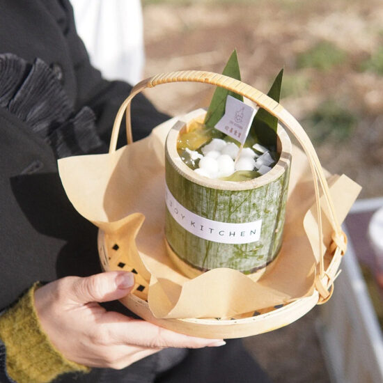 Natural bamboo cup for milk tea, coffee, dessert or ice cream use