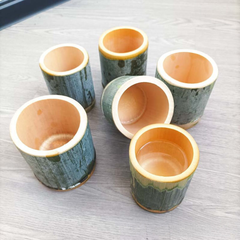 Bamboo tube cup for bubble tea, dessert, fruit tea, or coffee use